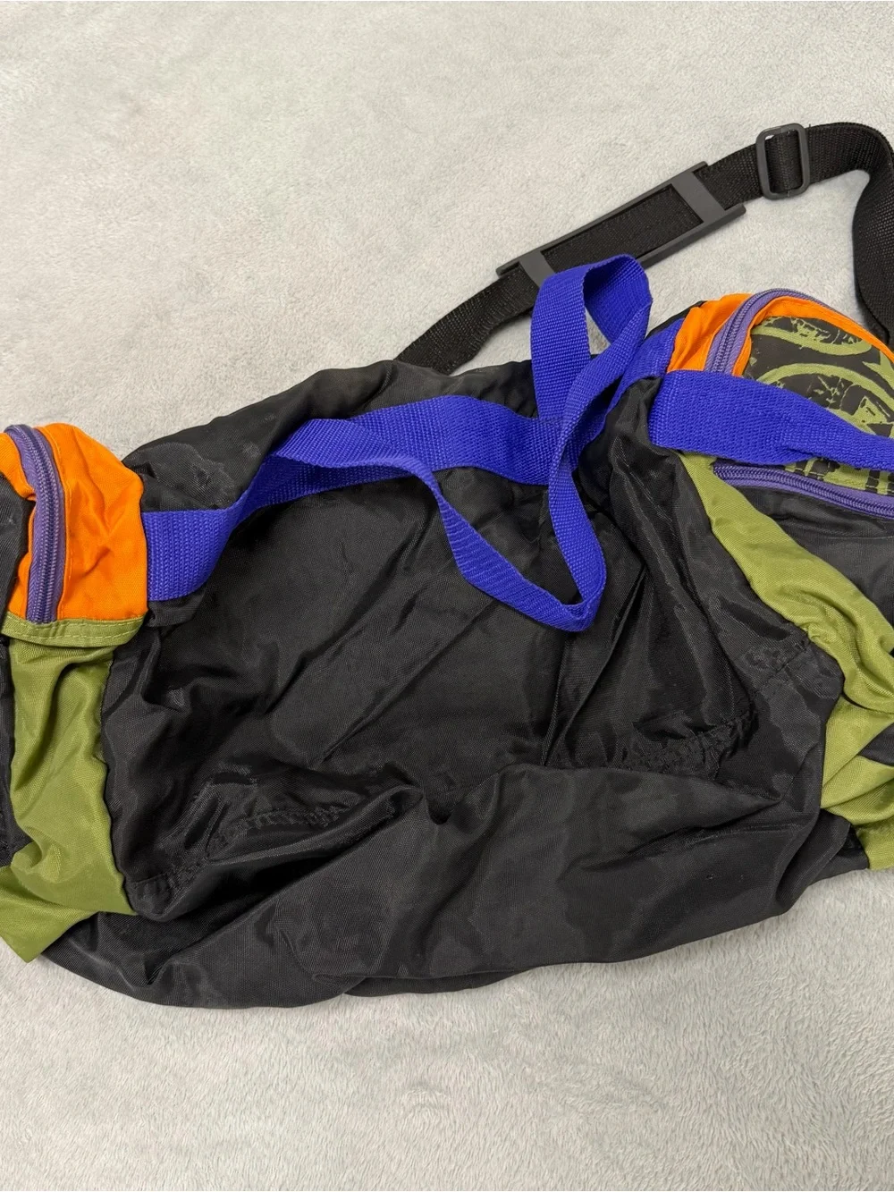 VTG 90s Bugle Boy Equipment Duffel Bag Gym Travel Colorblock Graphic Retro